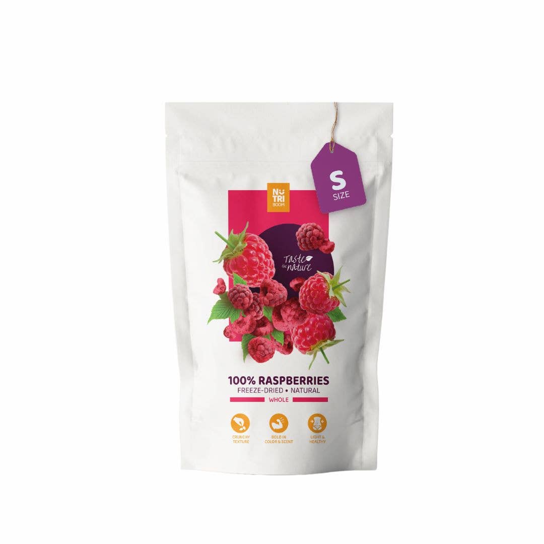 Lamponi liofilizzati: confezioni da 20g e 40g: 250 ml/20 g