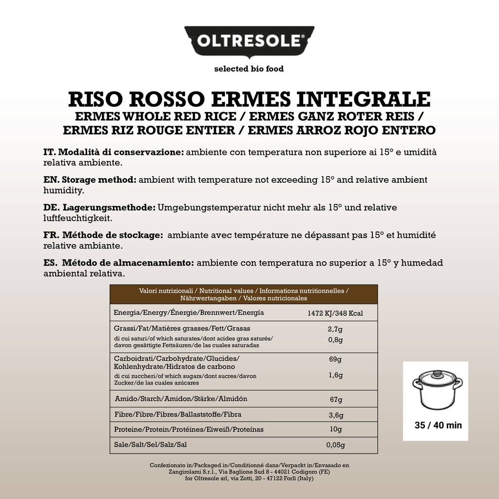 RISO ERMES INTEGRALE (ROSSO) 500 g