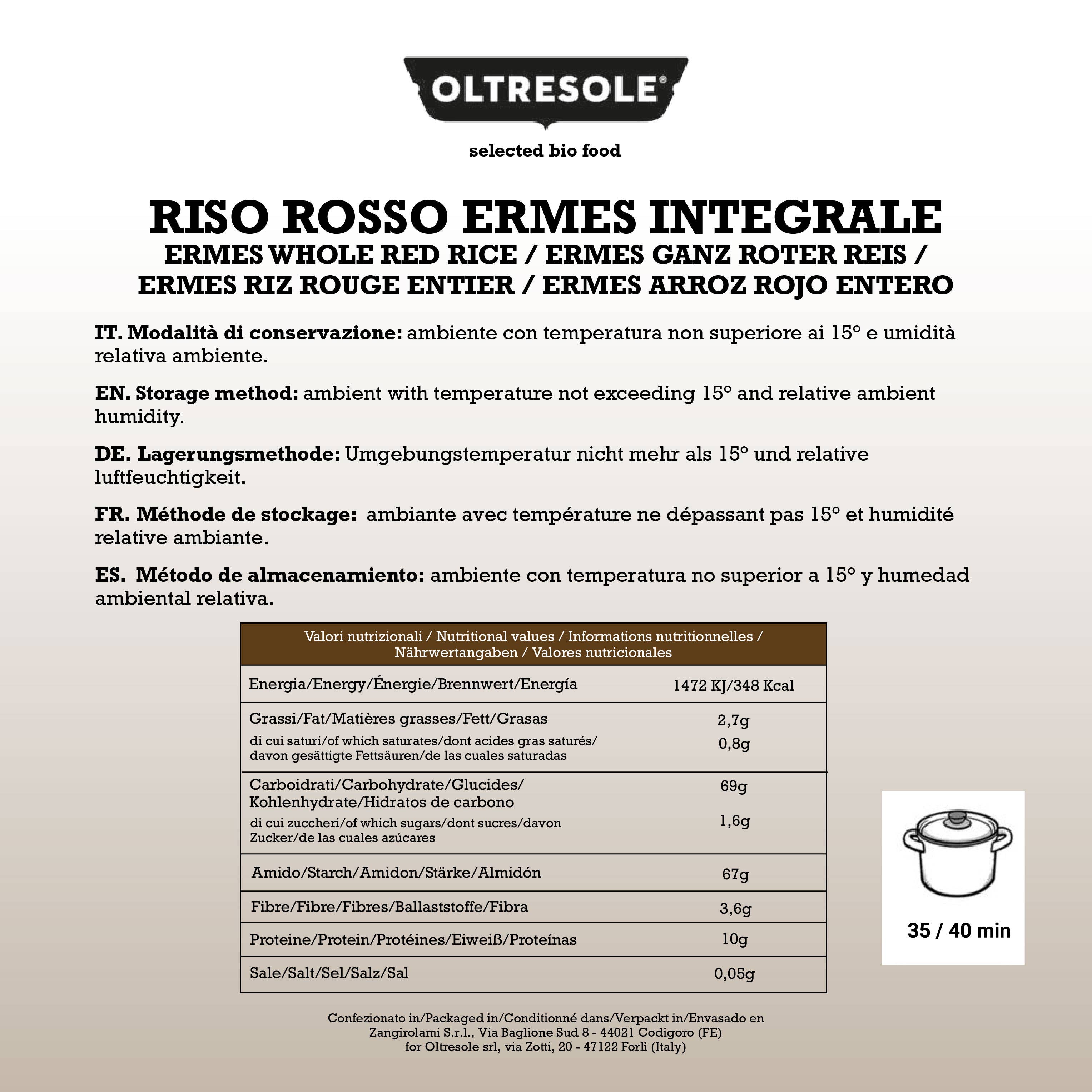 RISO ERMES INTEGRALE (ROSSO) 500 g