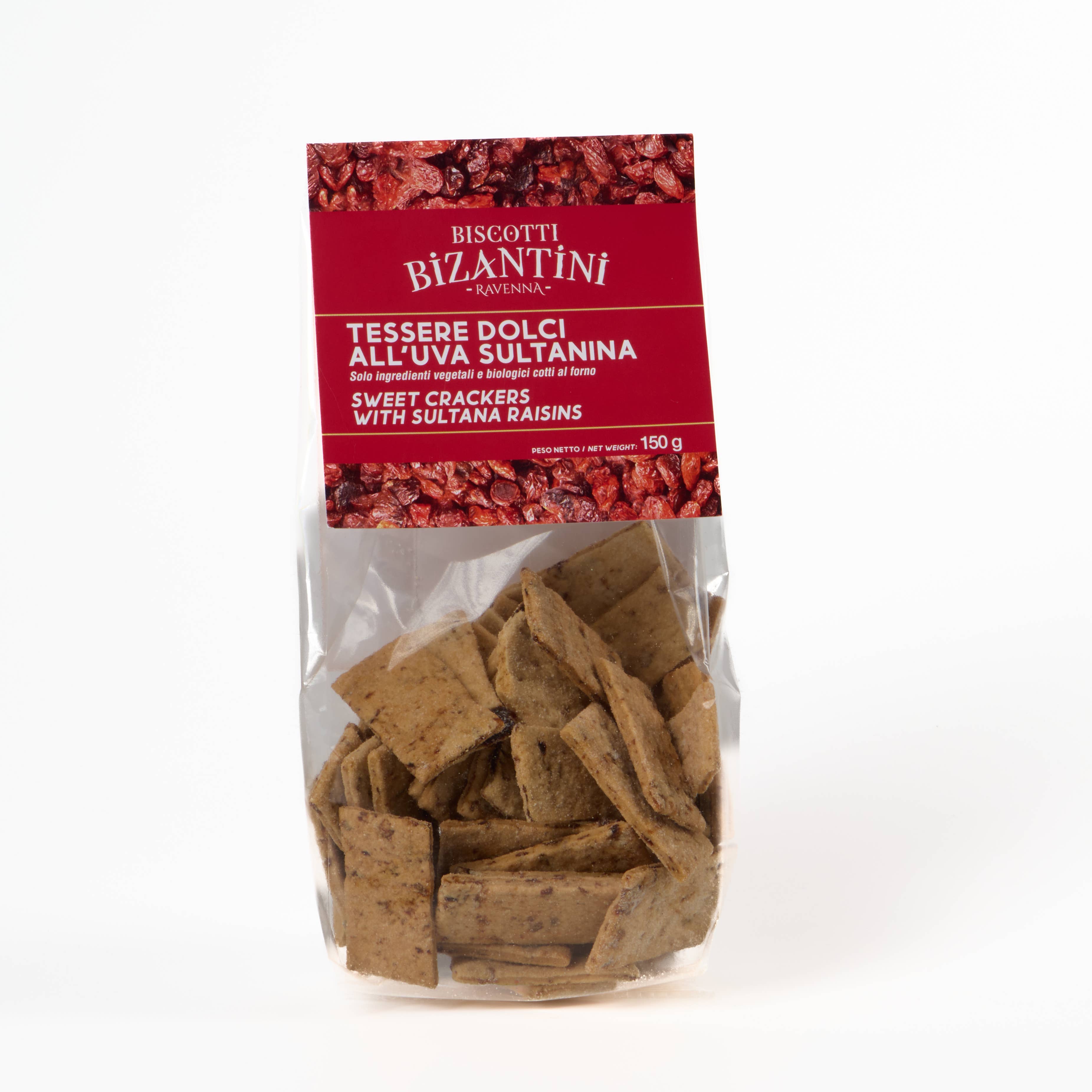 Biscotti dolci all'uvetta vegani e biologici: 180g