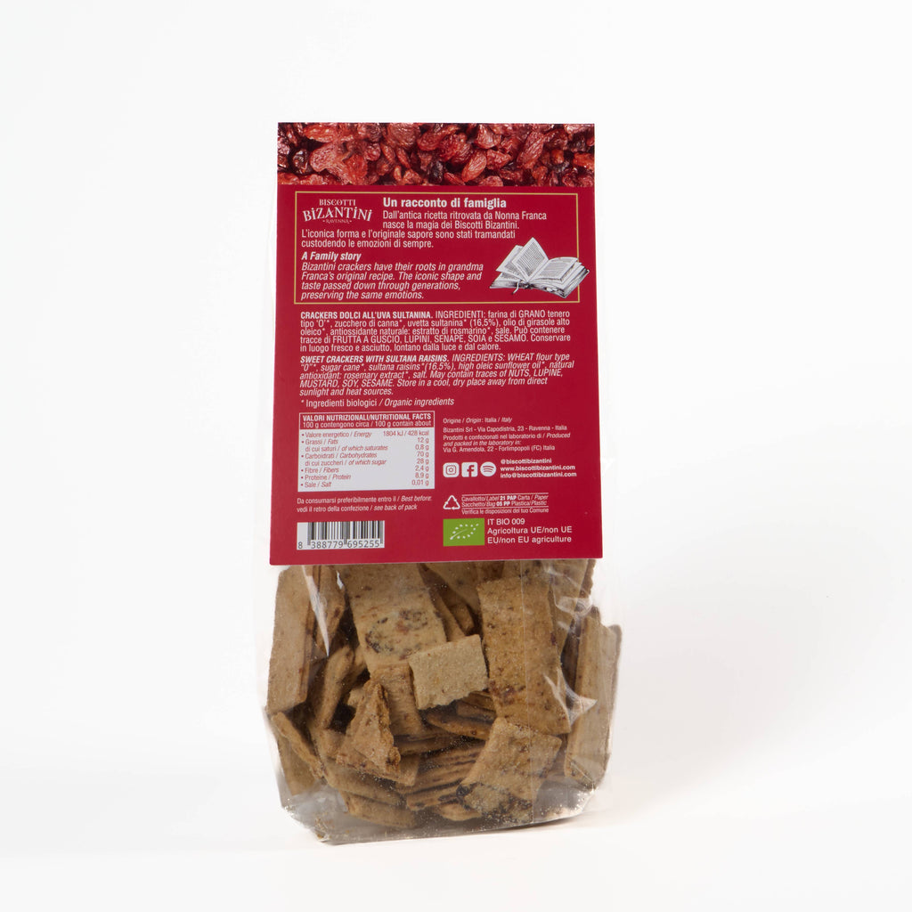 Biscotti dolci all'uvetta vegani e biologici: 180g