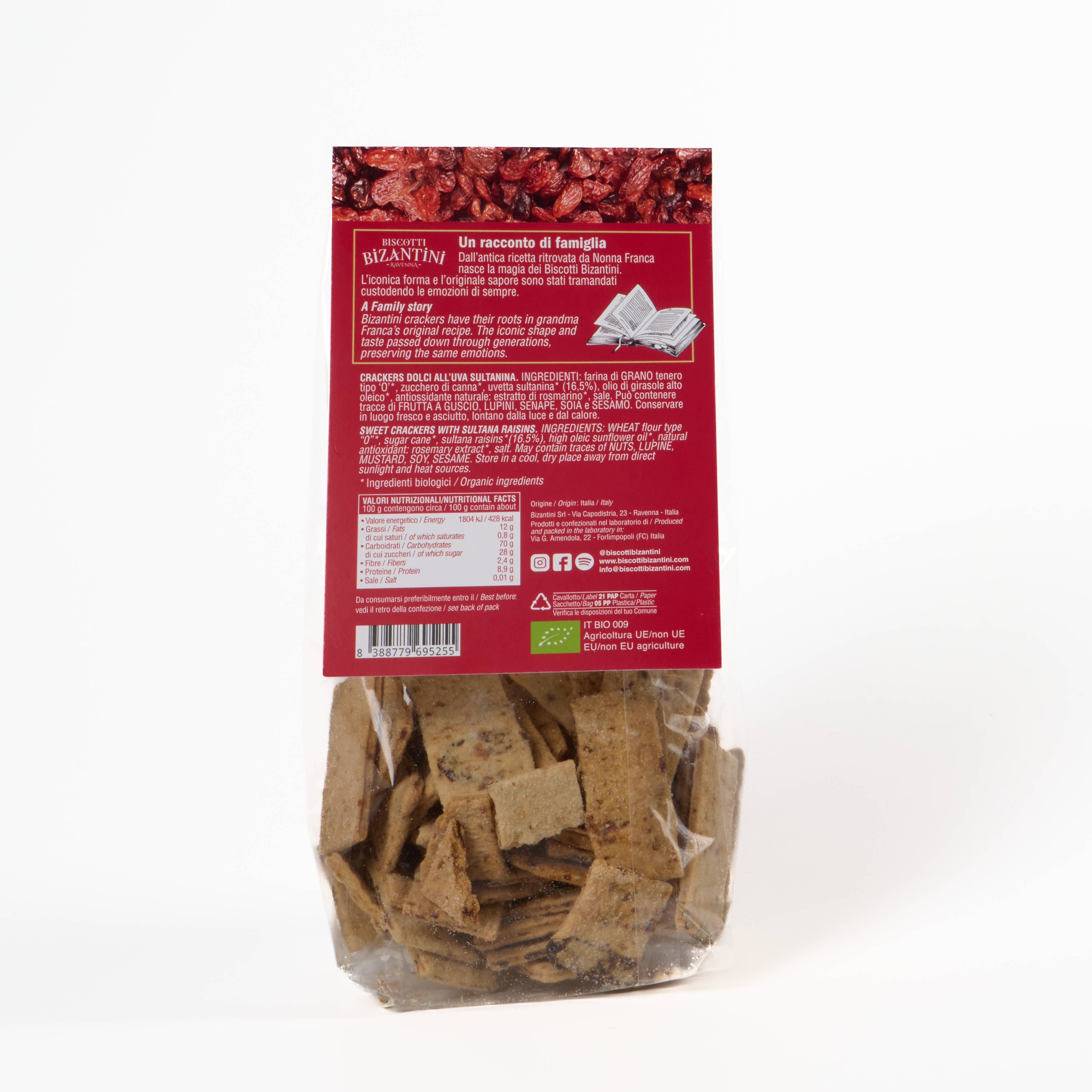 Biscotti dolci all'uvetta vegani e biologici: 180g