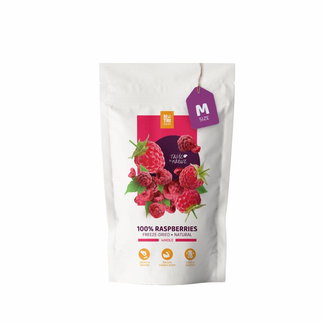 Lamponi liofilizzati: confezioni da 20g e 40g: 250 ml/20 g