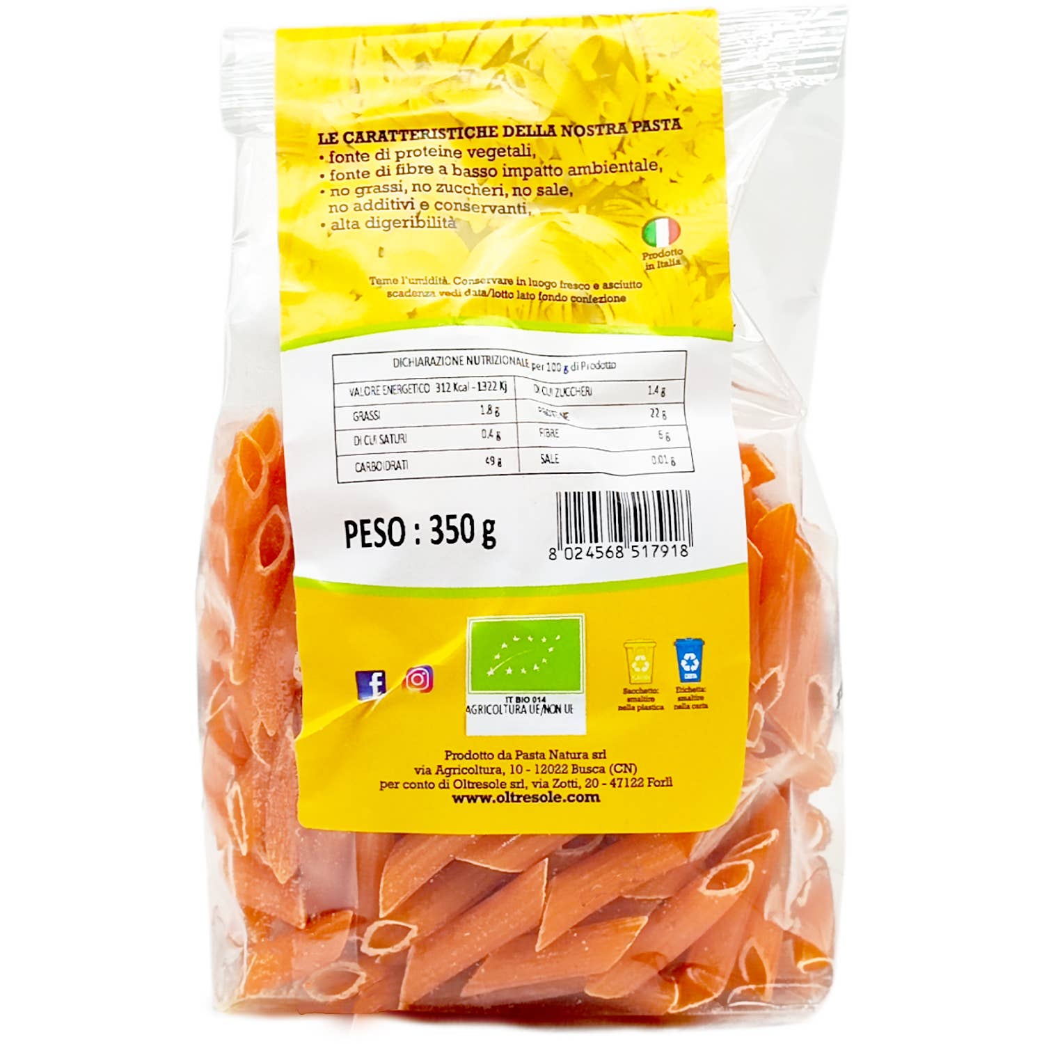 PASTA DI LENTICCHIE ROSSE BIO PENNE 350 g