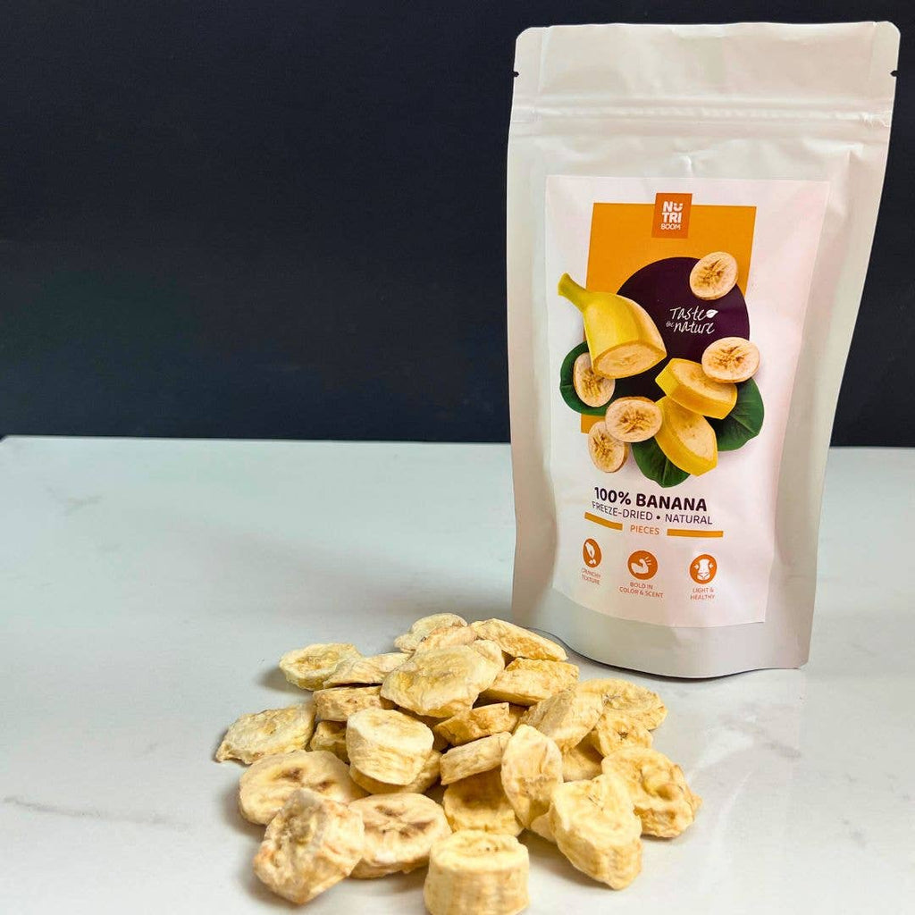 Banane liofilizzate: 25 g in confezioni da 50 g: 250 ml/25 g