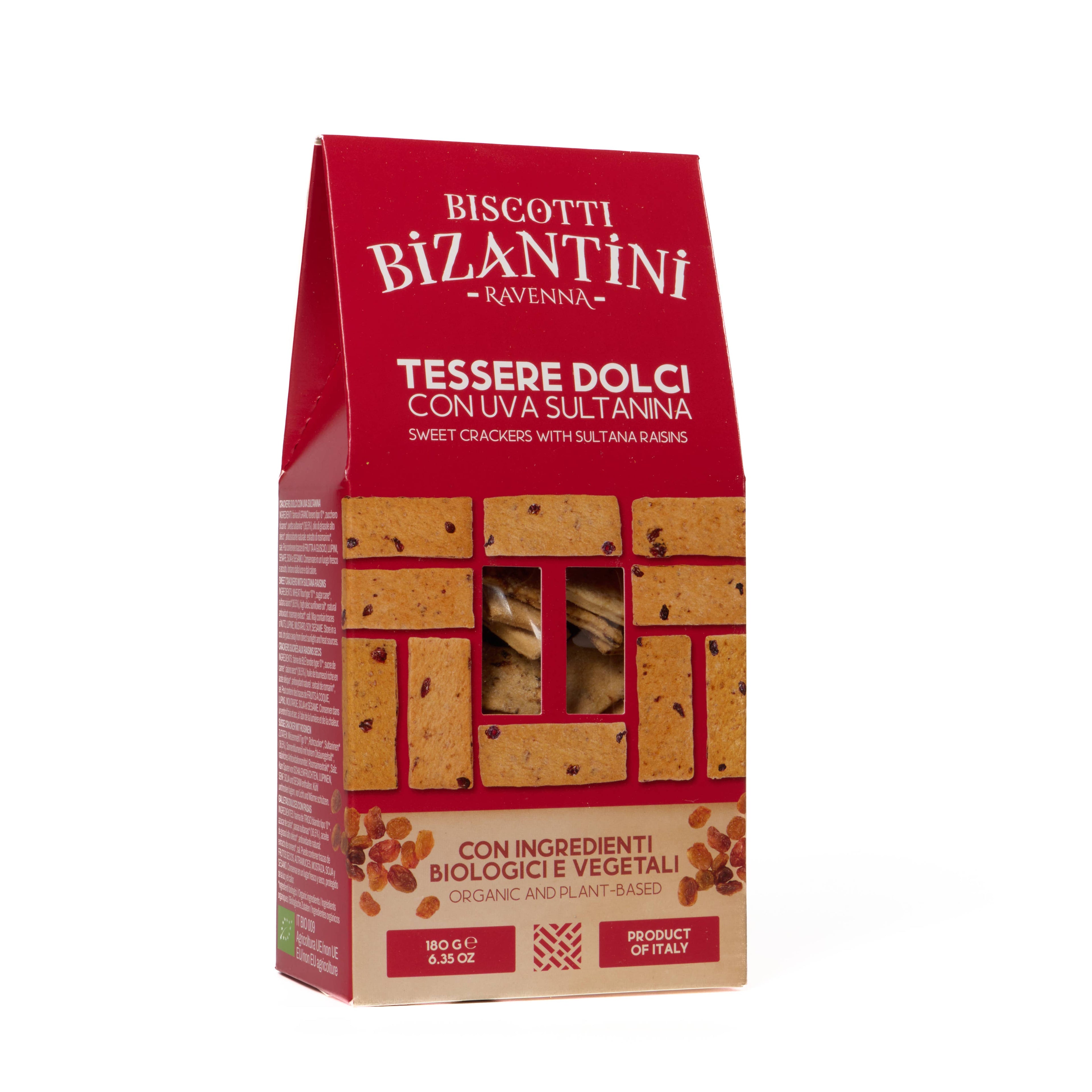 Biscotti dolci all'uvetta vegani e biologici: 180g