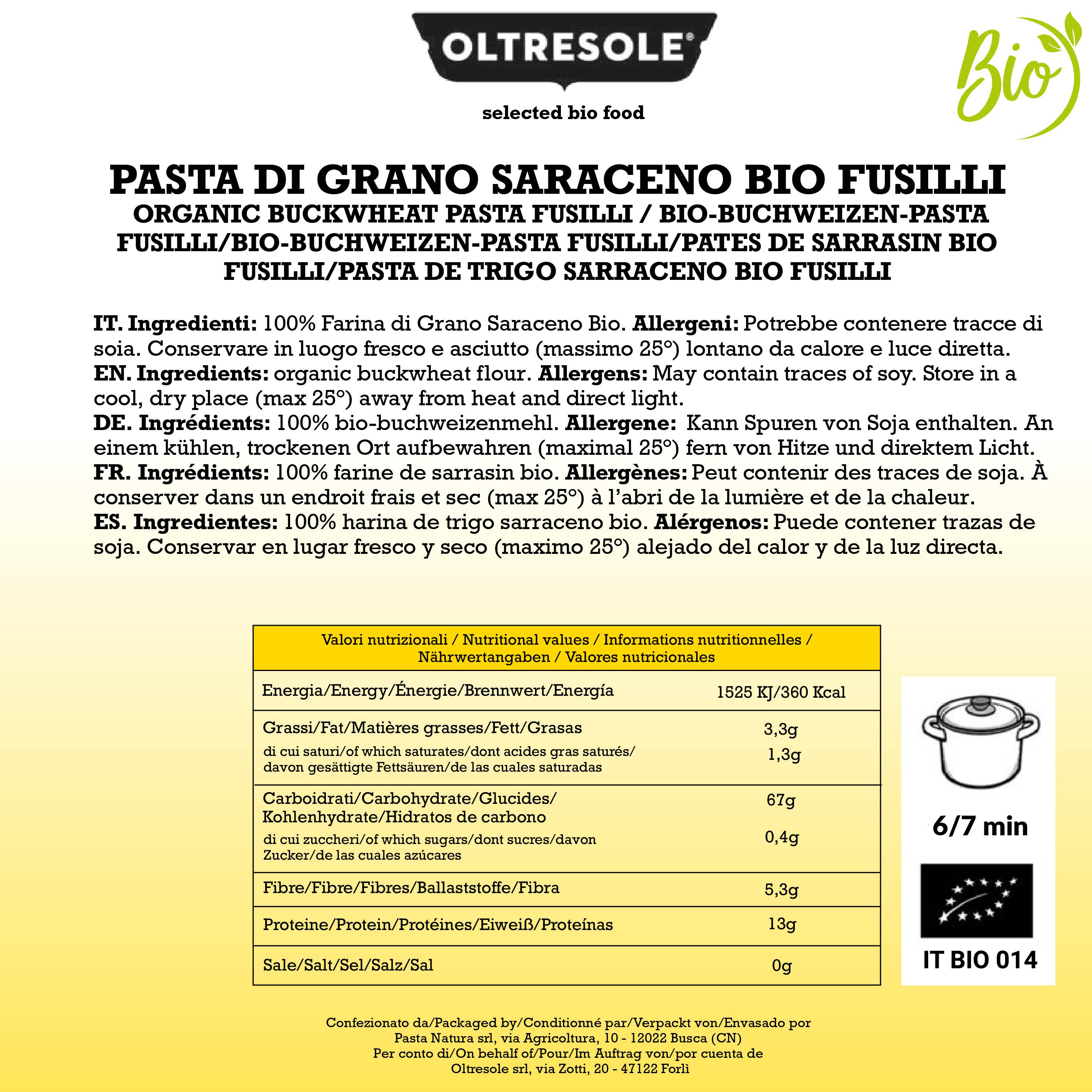 PASTA DI GRANO SARACENO BIO FUSILLI 350 g