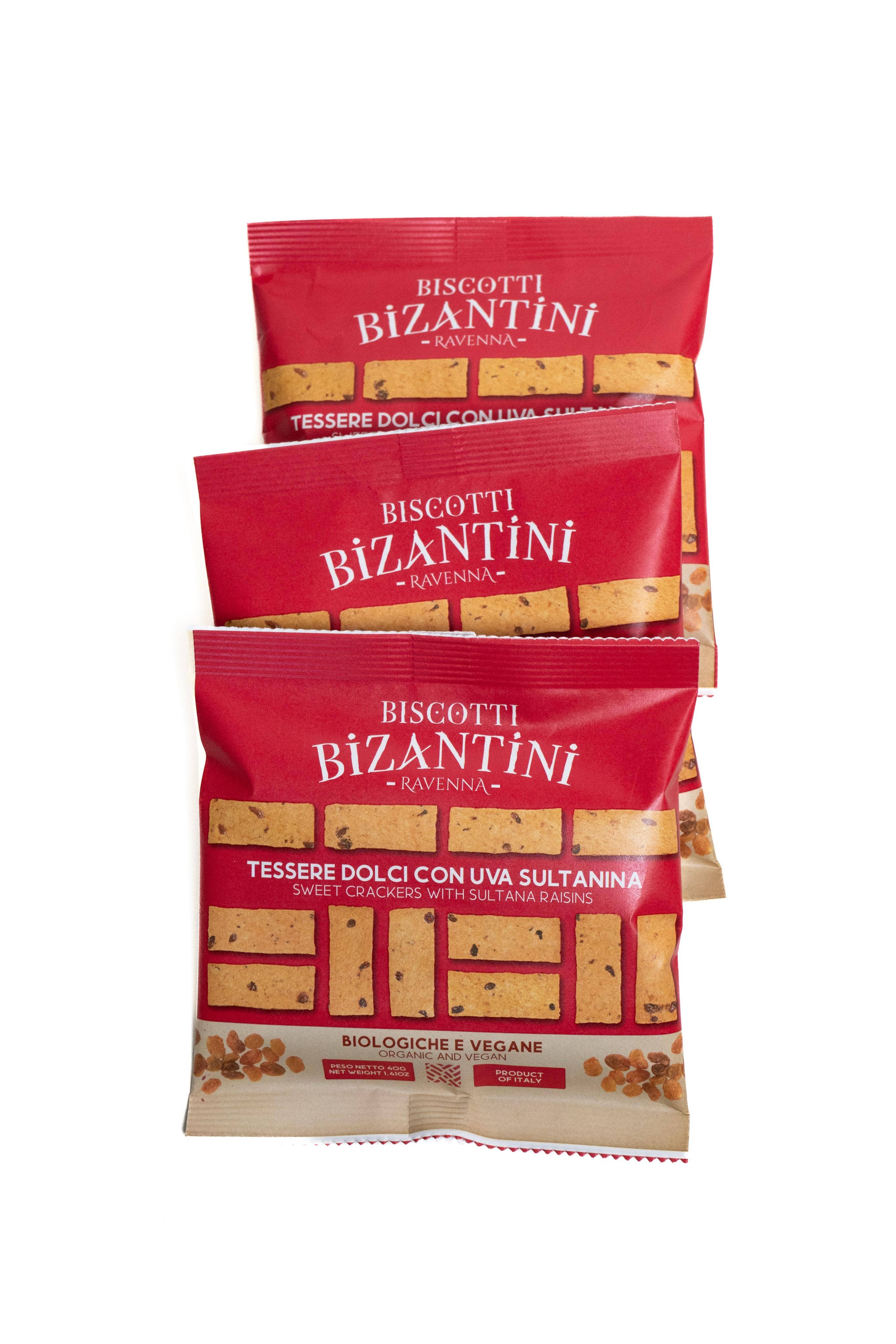 Snack Biscotti Bizantini dolci uvetta vegani biologici 40g: 40g x 10