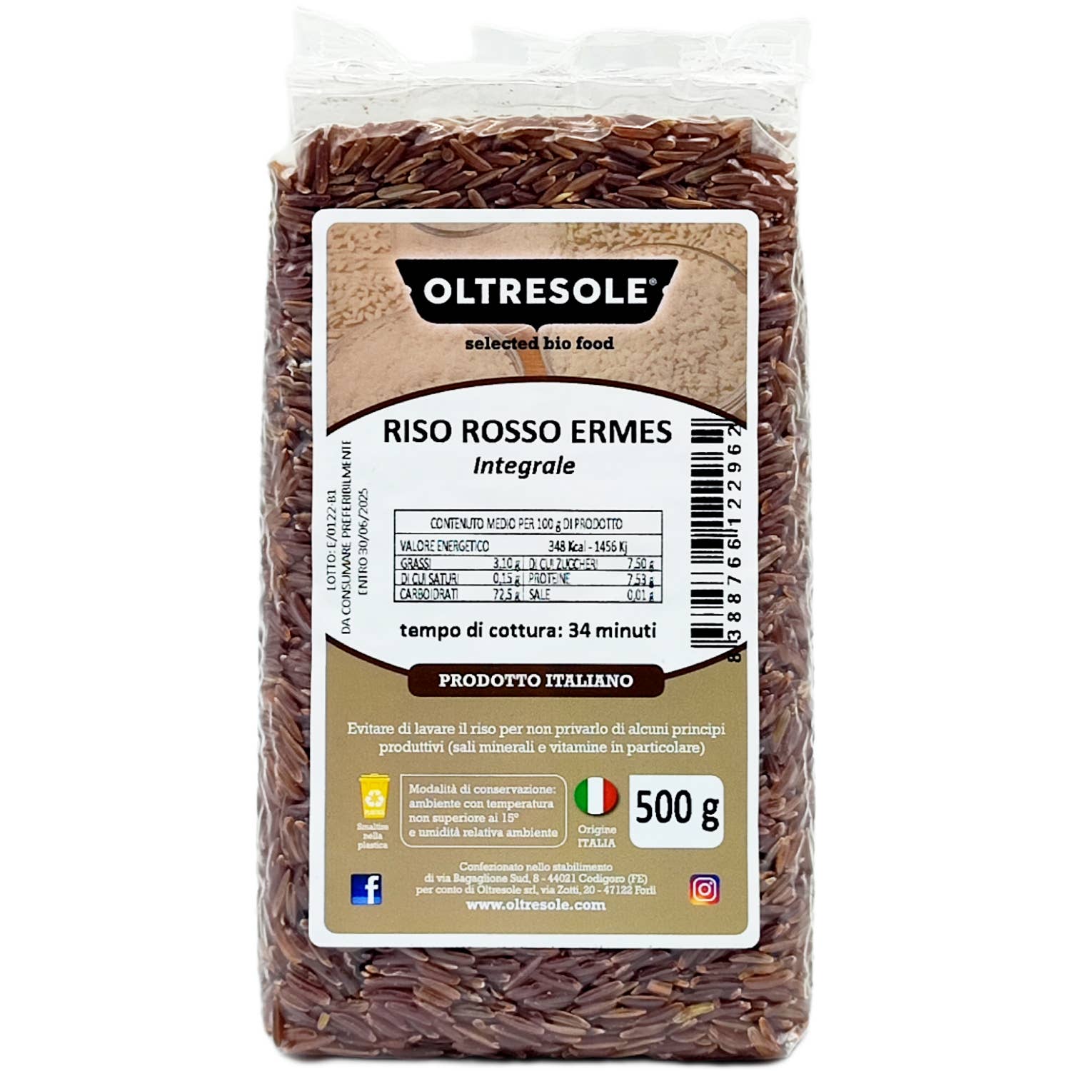 RISO ERMES INTEGRALE (ROSSO) 500 g