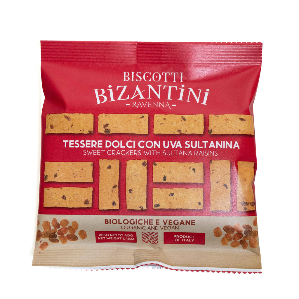 Snack Biscotti Bizantini dolci uvetta vegani biologici 40g: 40g x 10
