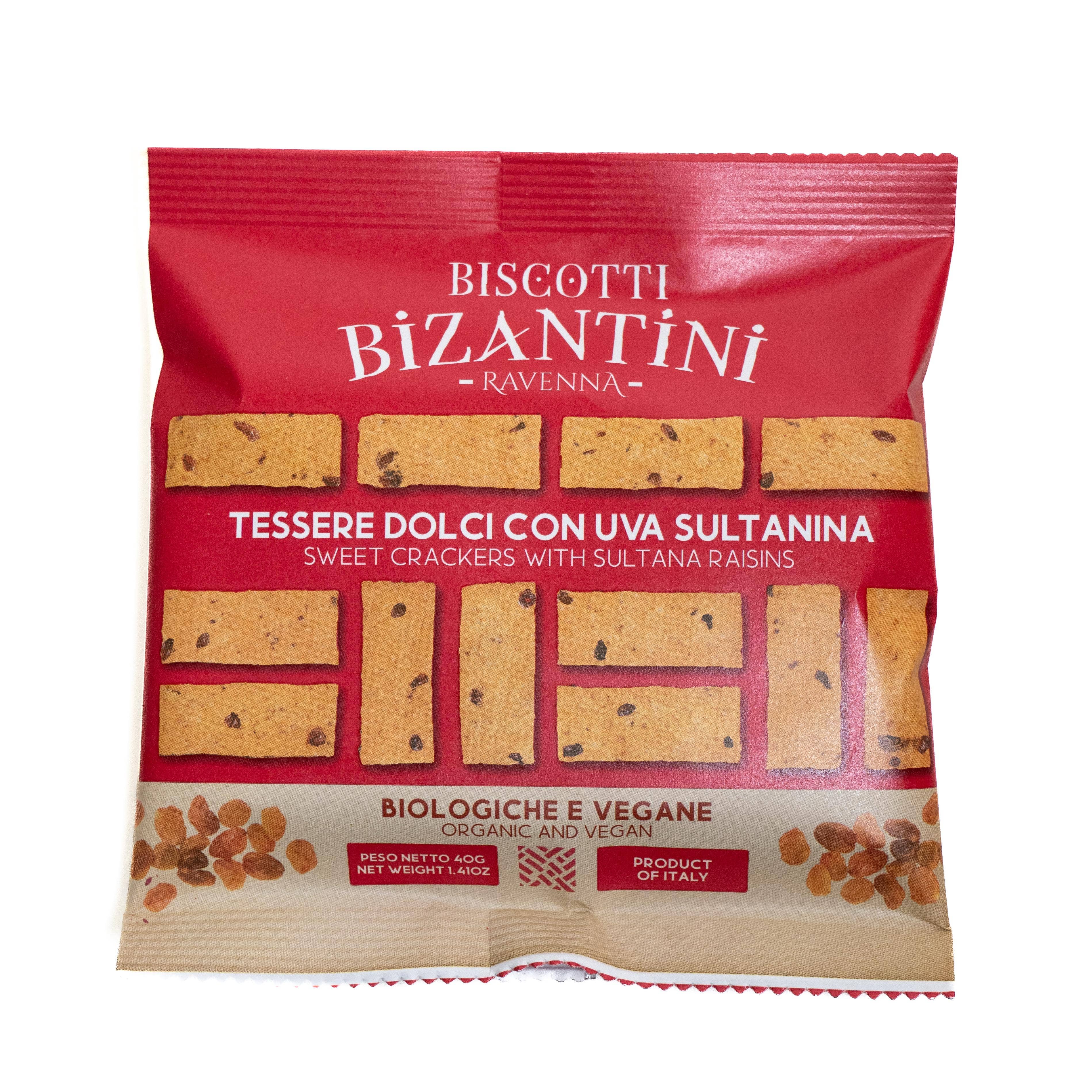 Snack Biscotti Bizantini dolci uvetta vegani biologici 40g: 40g x 10